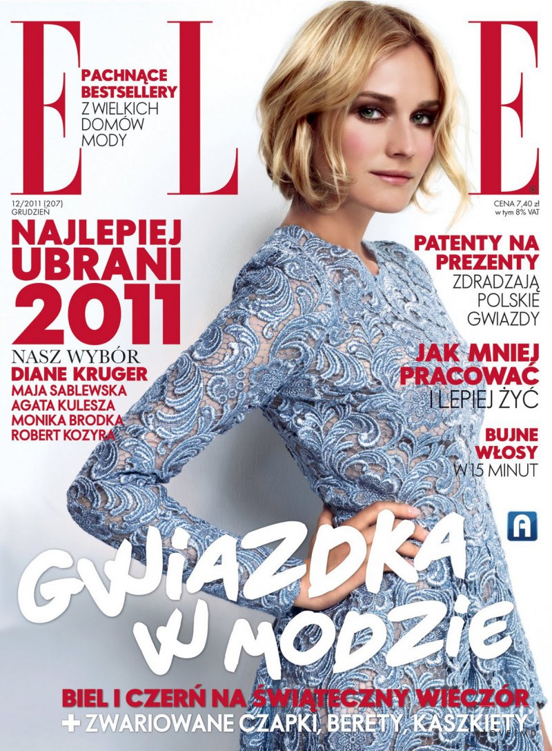 Diane Heidkruger featured on the Elle Poland cover from December 2011