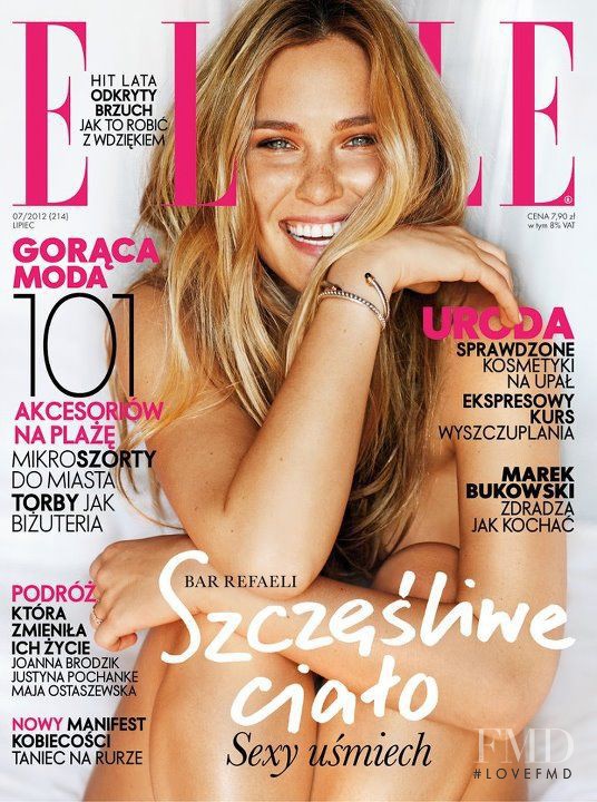 Bar Refaeli featured on the Elle Poland cover from July 2012
