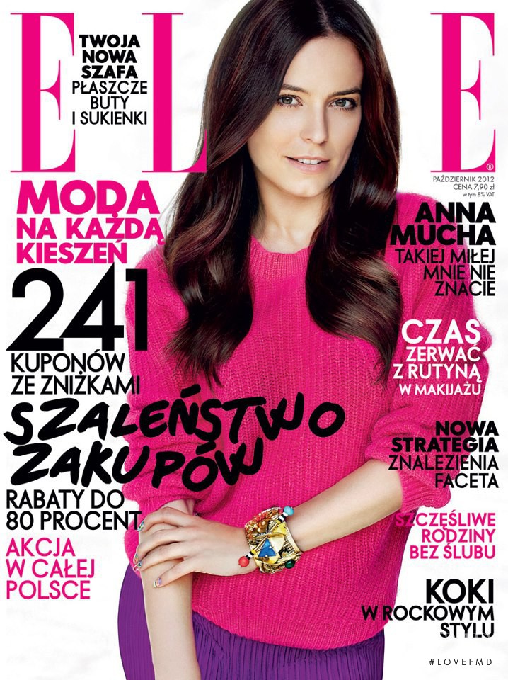 Anna Mucha  featured on the Elle Poland cover from October 2012