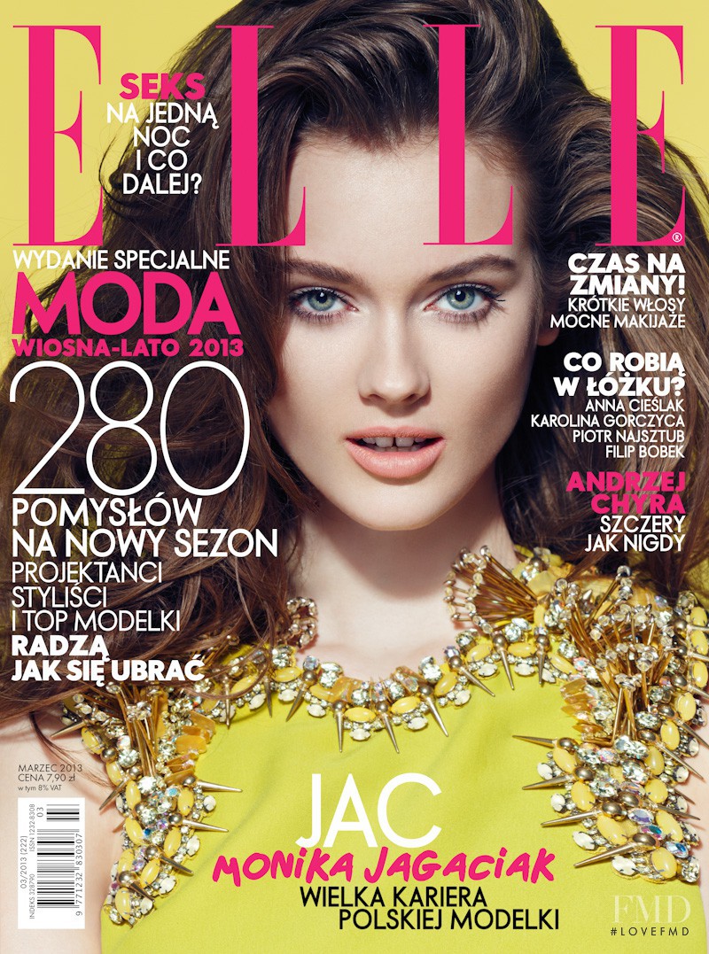 Monika Jagaciak featured on the Elle Poland cover from March 2013