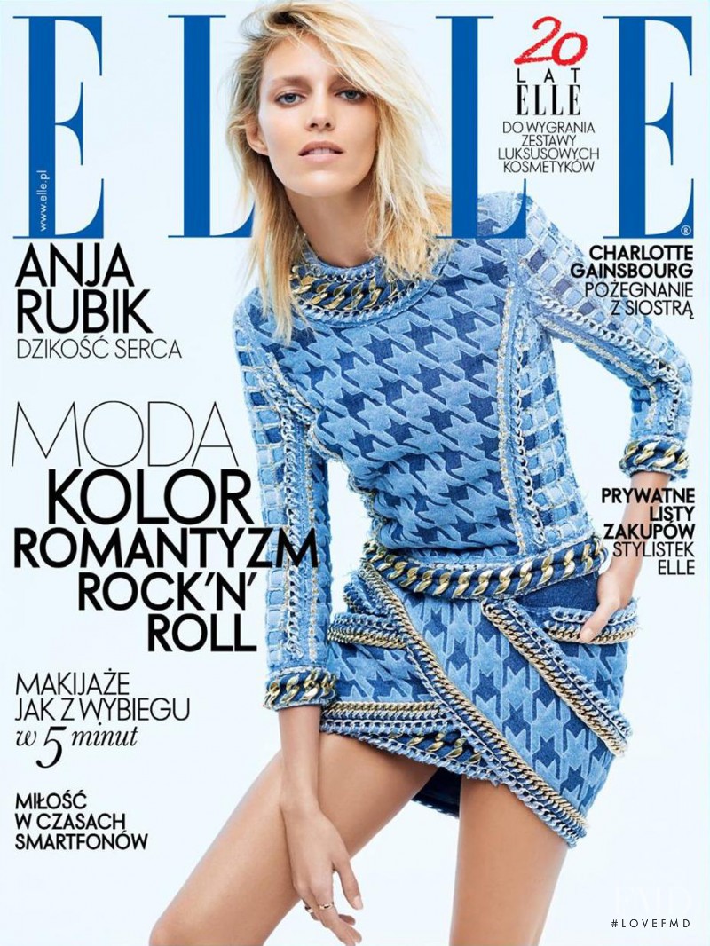 Anja Rubik featured on the Elle Poland cover from April 2014