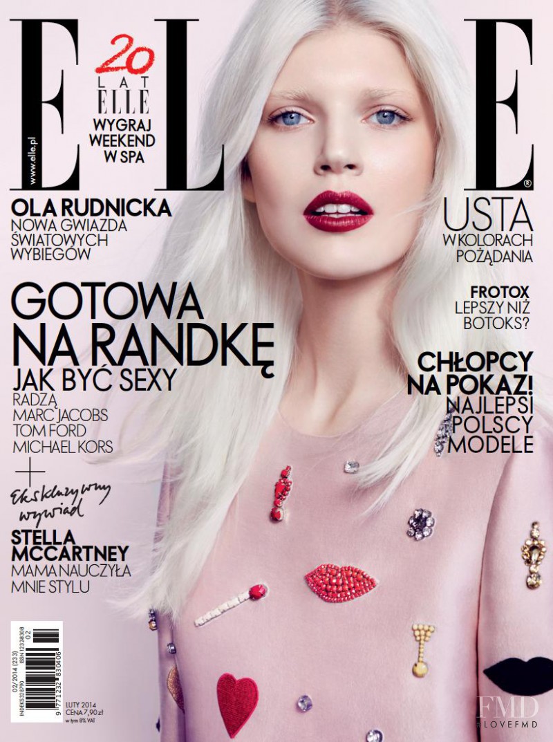 Ola Rudnicka featured on the Elle Poland cover from February 2014