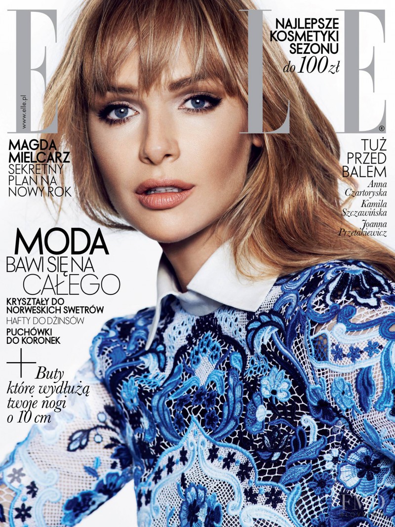 Magda Mielcarz featured on the Elle Poland cover from January 2014