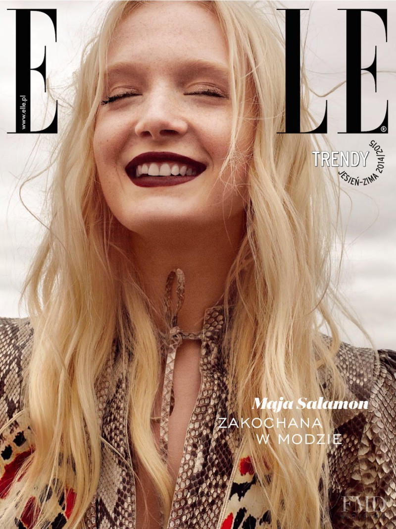 Maja Salamon featured on the Elle Poland cover from September 2014