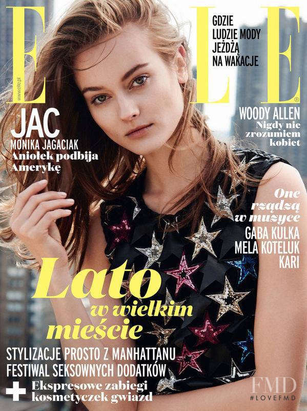Monika Jagaciak featured on the Elle Poland cover from August 2015