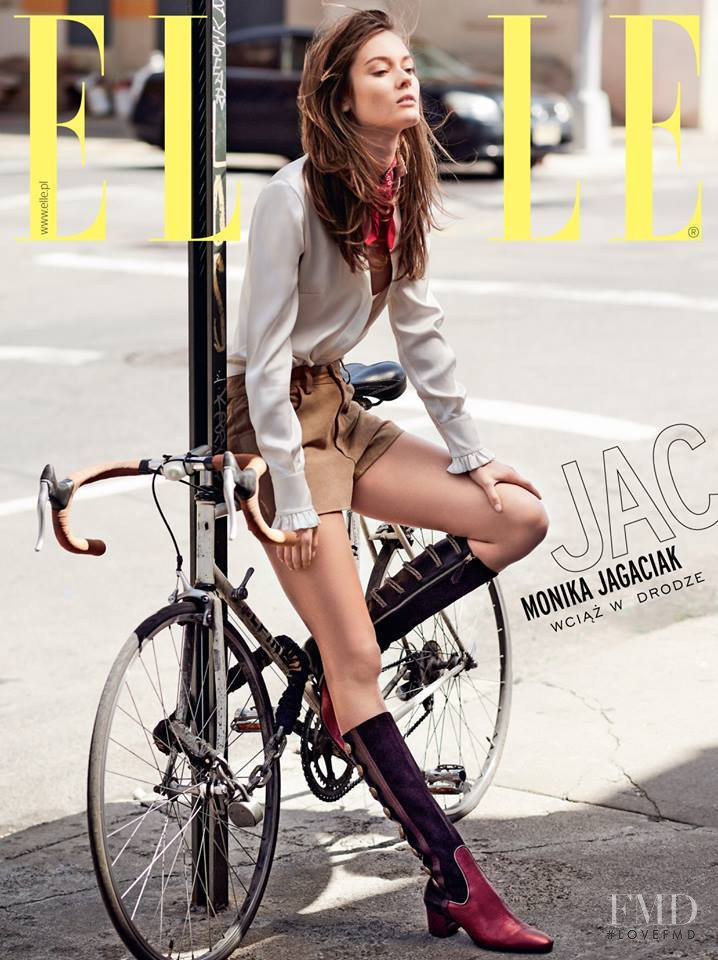 Monika Jagaciak featured on the Elle Poland cover from August 2015