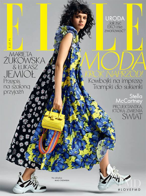 Mag Cysewska featured on the Elle Poland cover from July 2018