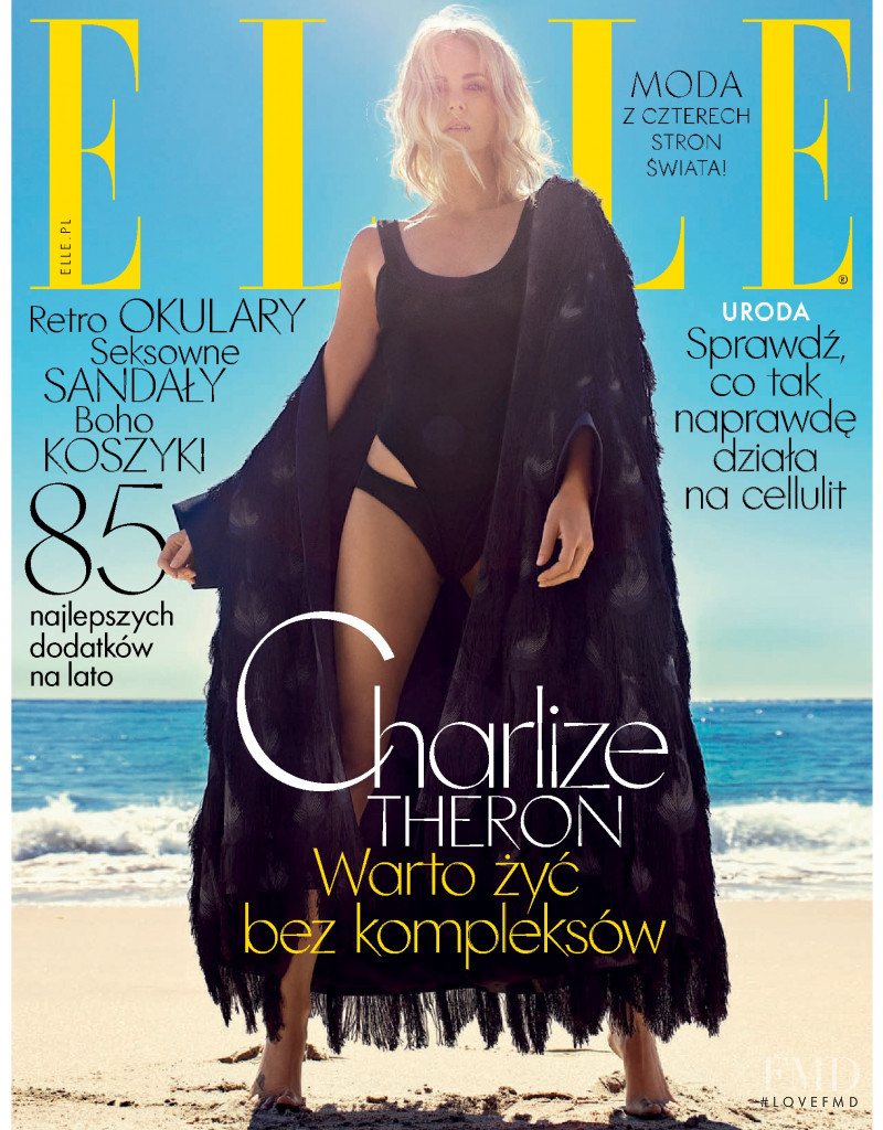 Charlize Theron featured on the Elle Poland cover from June 2018