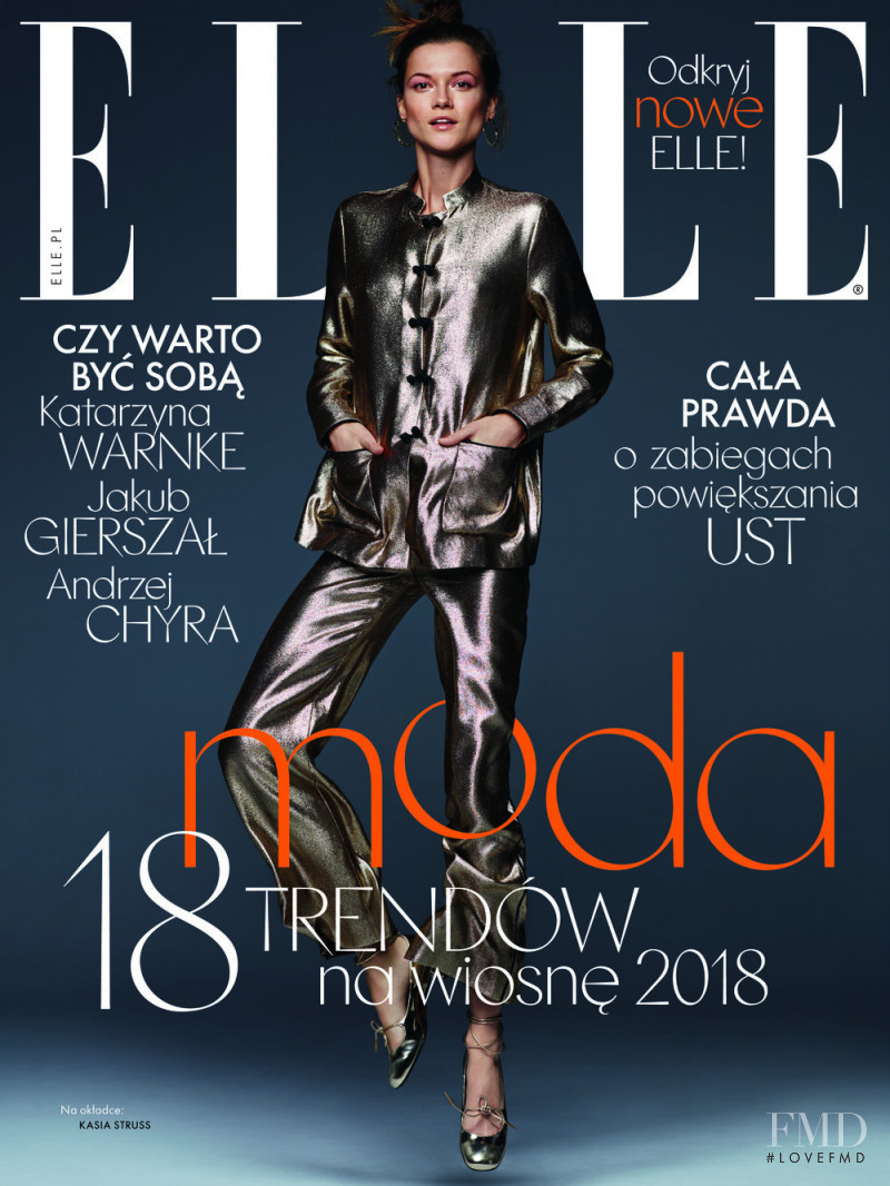 Kasia Struss featured on the Elle Poland cover from March 2018