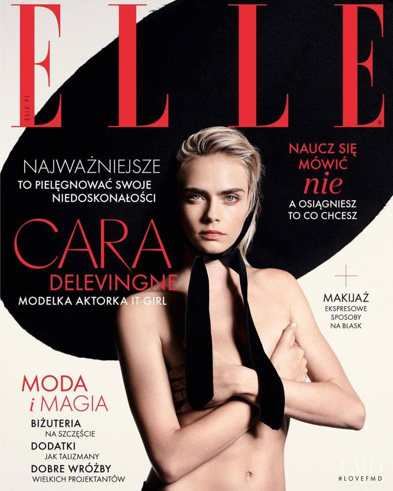 Cara Delevingne featured on the Elle Poland cover from December 2019