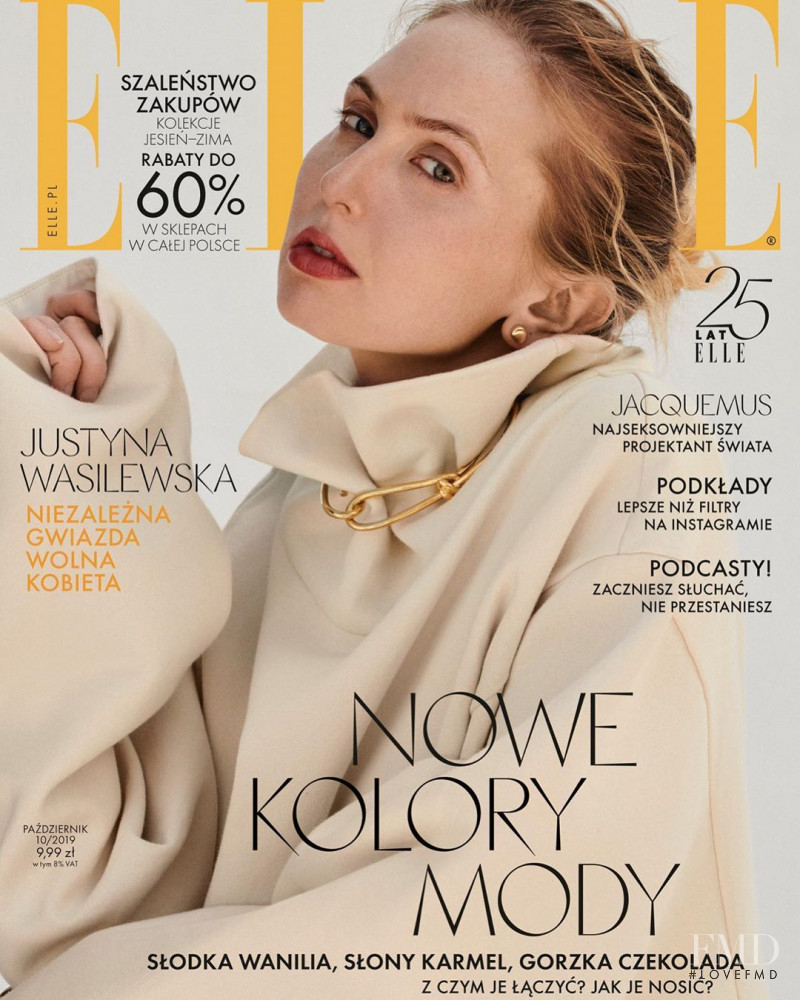 Justyna Wasilewska featured on the Elle Poland cover from October 2019
