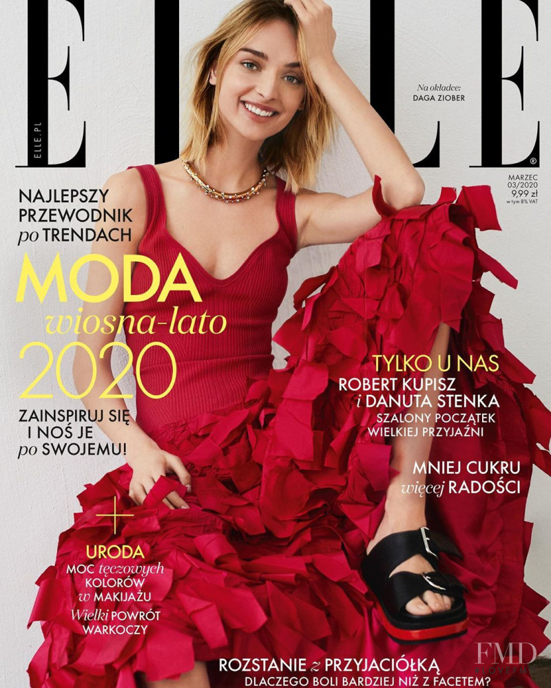 Daga Ziober featured on the Elle Poland cover from March 2020