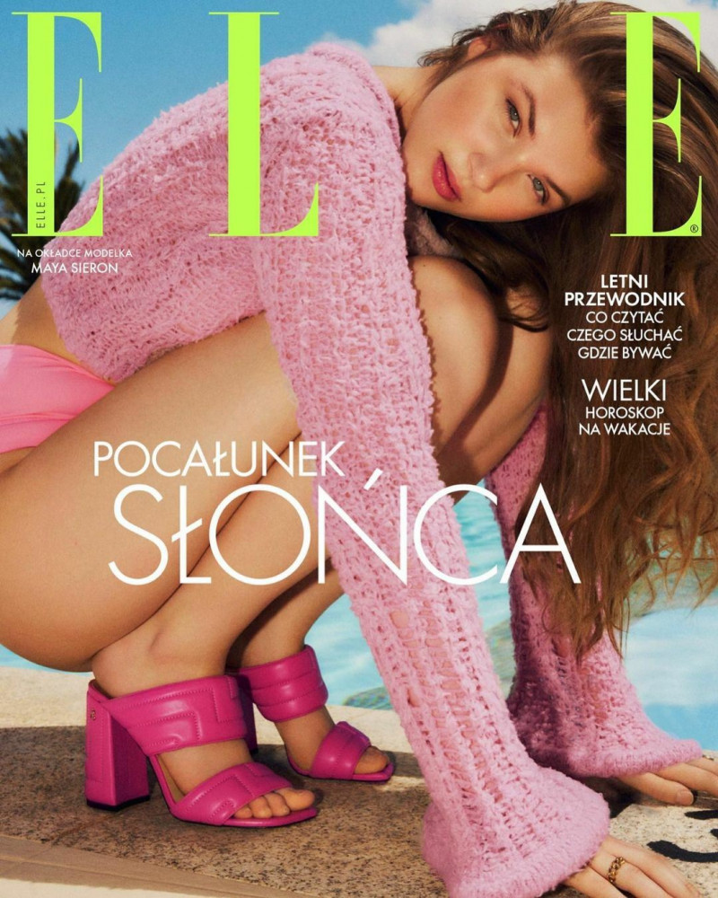 Maya Sieron featured on the Elle Poland cover from July 2023