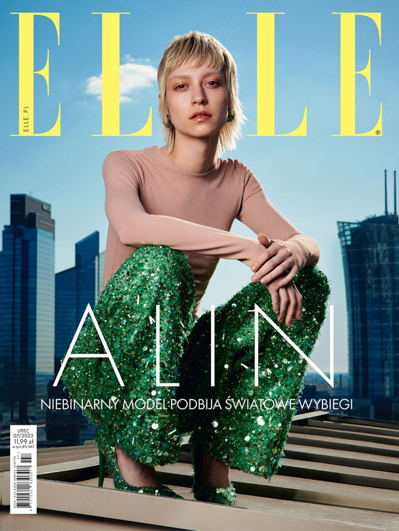 Alin Szewczyk featured on the Elle Poland cover from July 2023