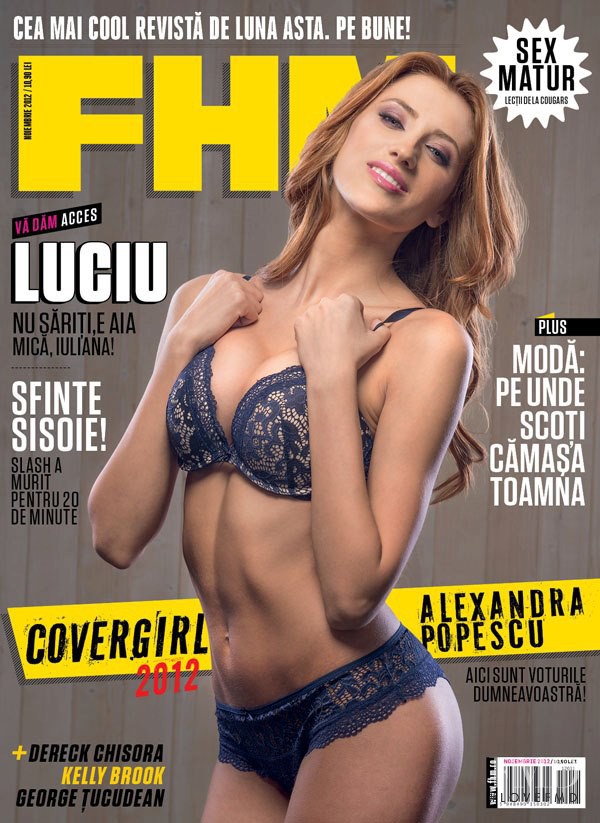 Alexandra Popescu featured on the FHM Romania cover from November 2012