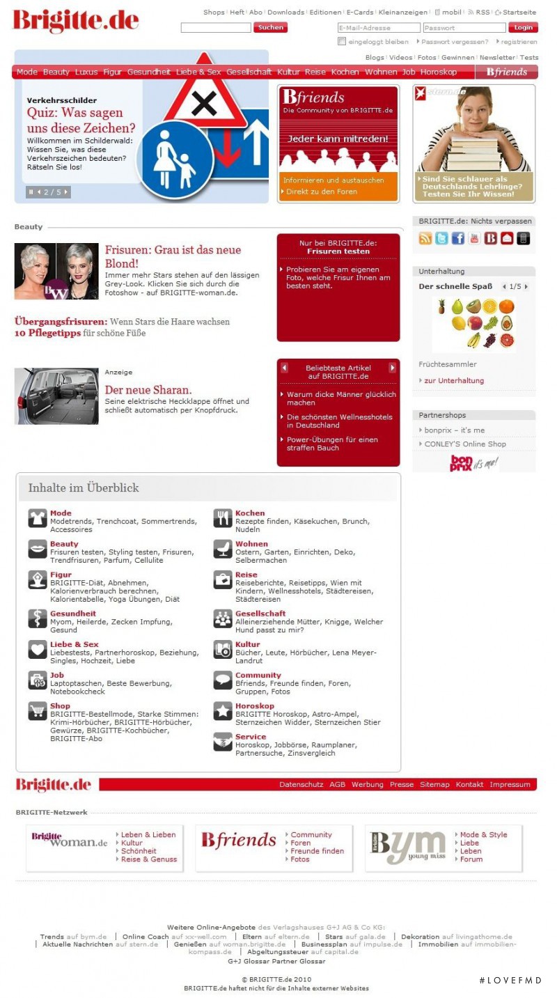  featured on the Brigitte.de screen from April 2010