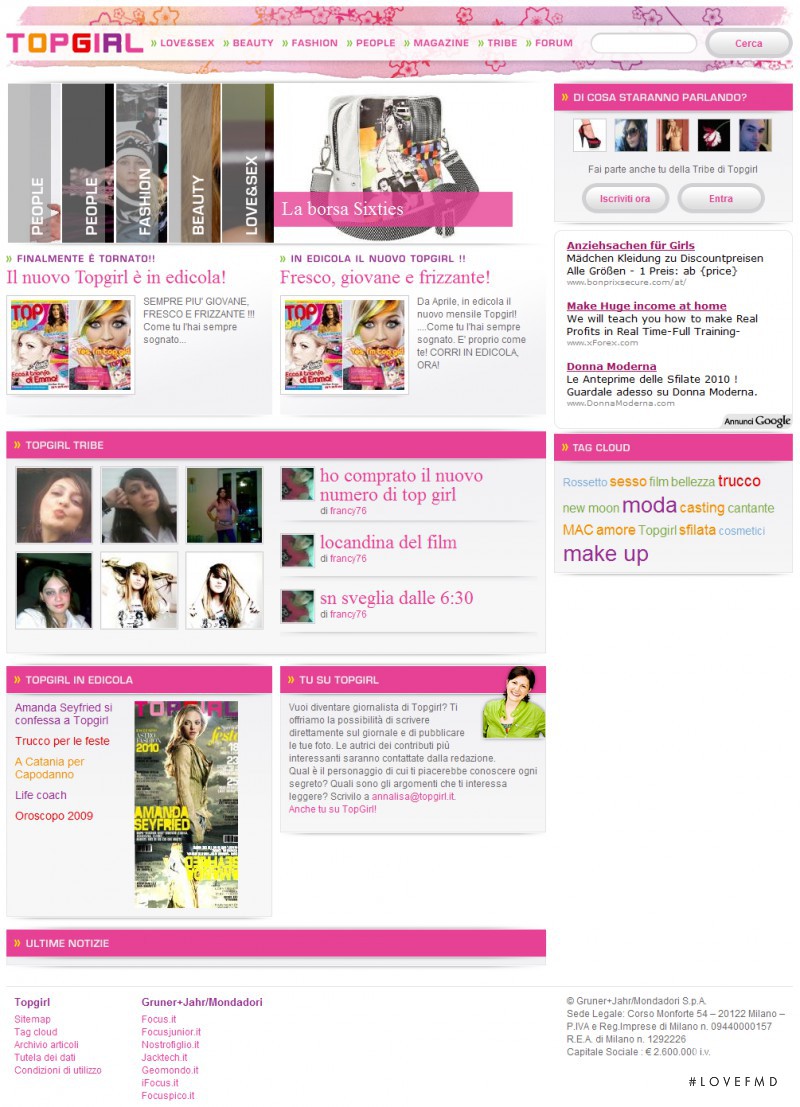  featured on the TopGirl.it screen from April 2010