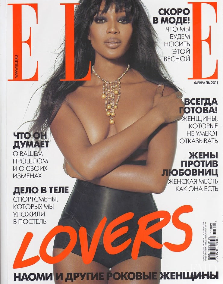 Naomi Campbell featured on the Elle Russia cover from February 2011