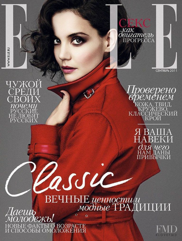 Katei Holmes featured on the Elle Russia cover from September 2011