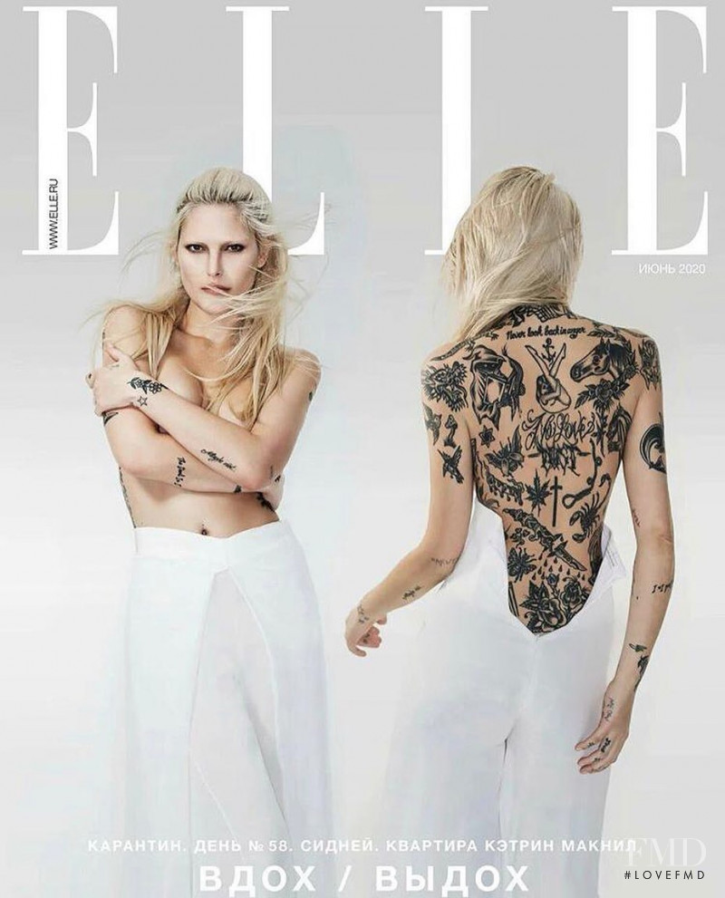 Catherine McNeil featured on the Elle Russia cover from June 2020