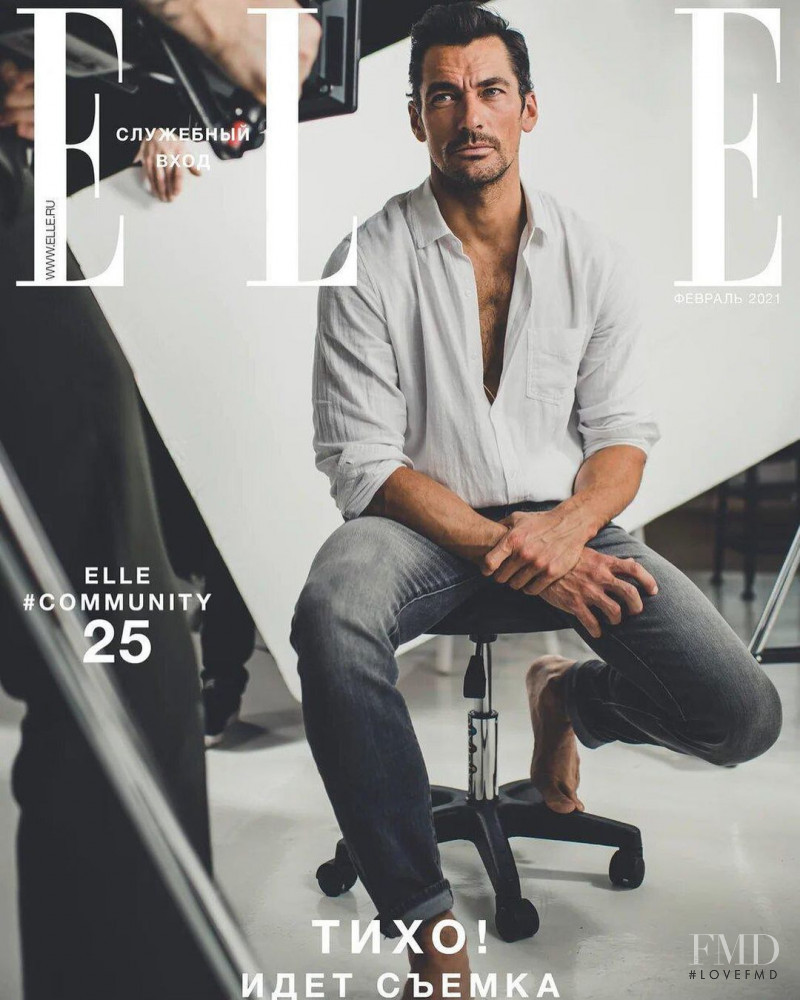 David Gandy featured on the Elle Russia cover from February 2021