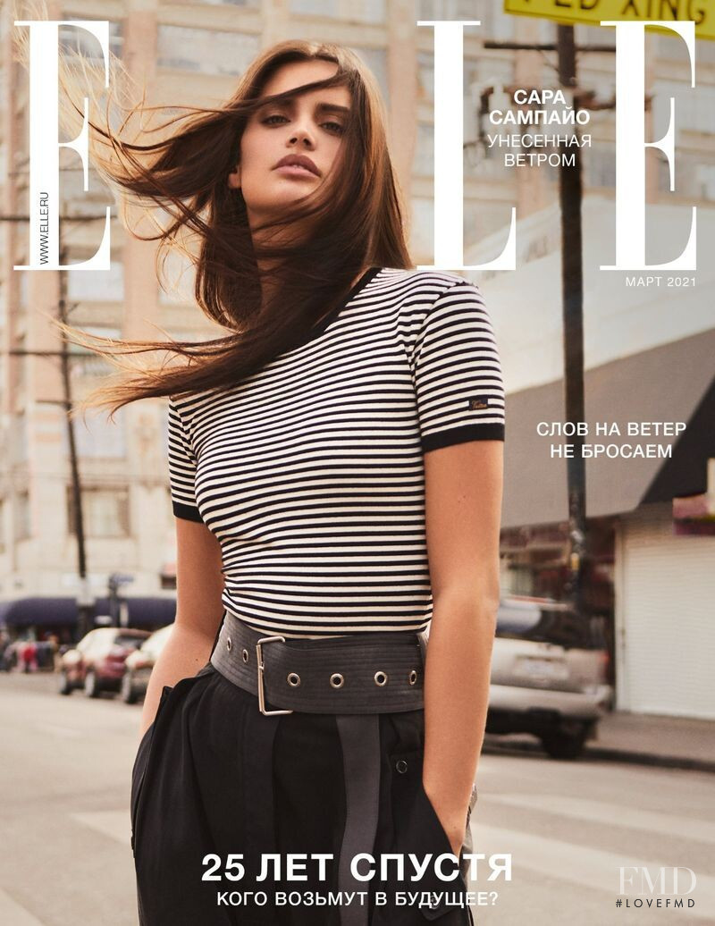 Sara Sampaio featured on the Elle Russia cover from March 2021