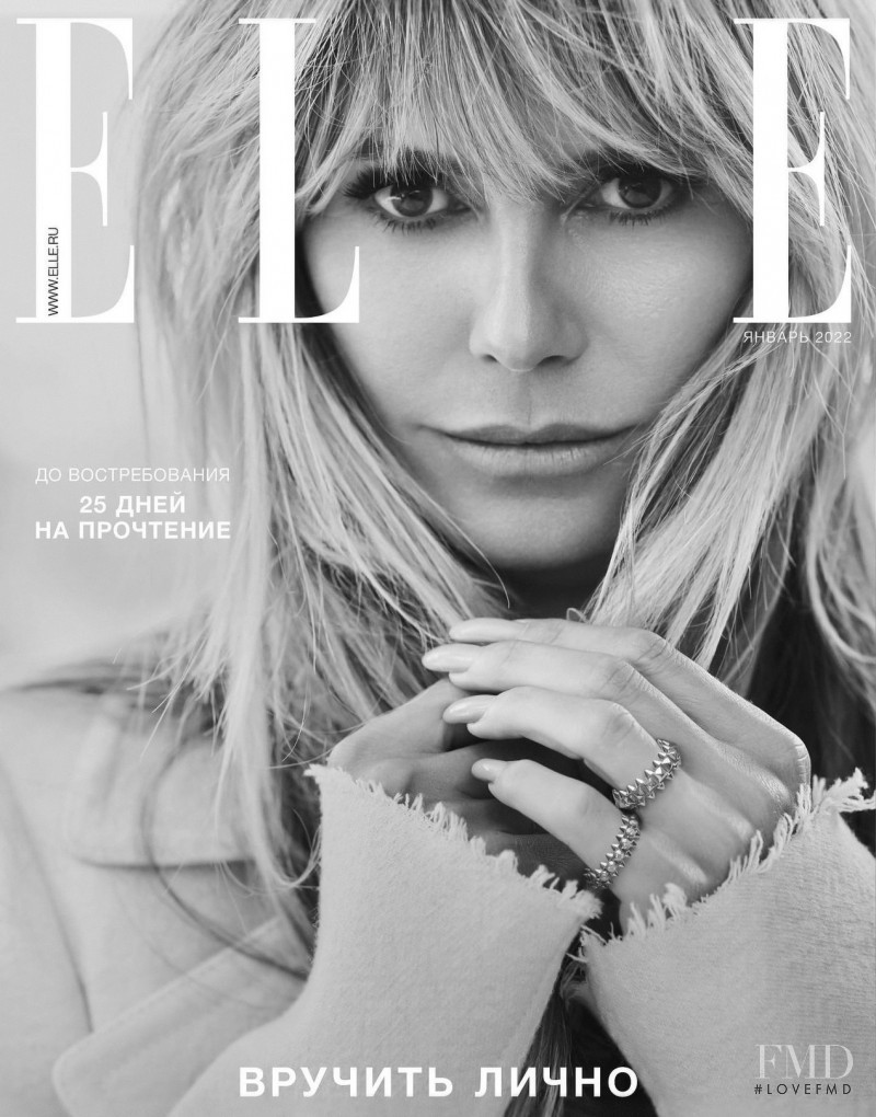 Heidi Klum featured on the Elle Russia cover from January 2022
