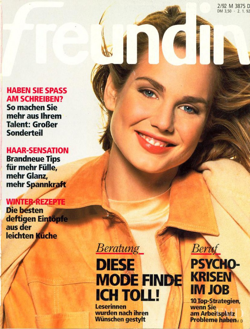 Sandra Zatezalo featured on the freundin cover from January 1992