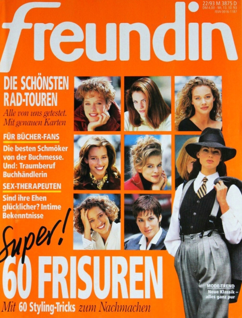 Krista Olliver featured on the freundin cover from October 1993