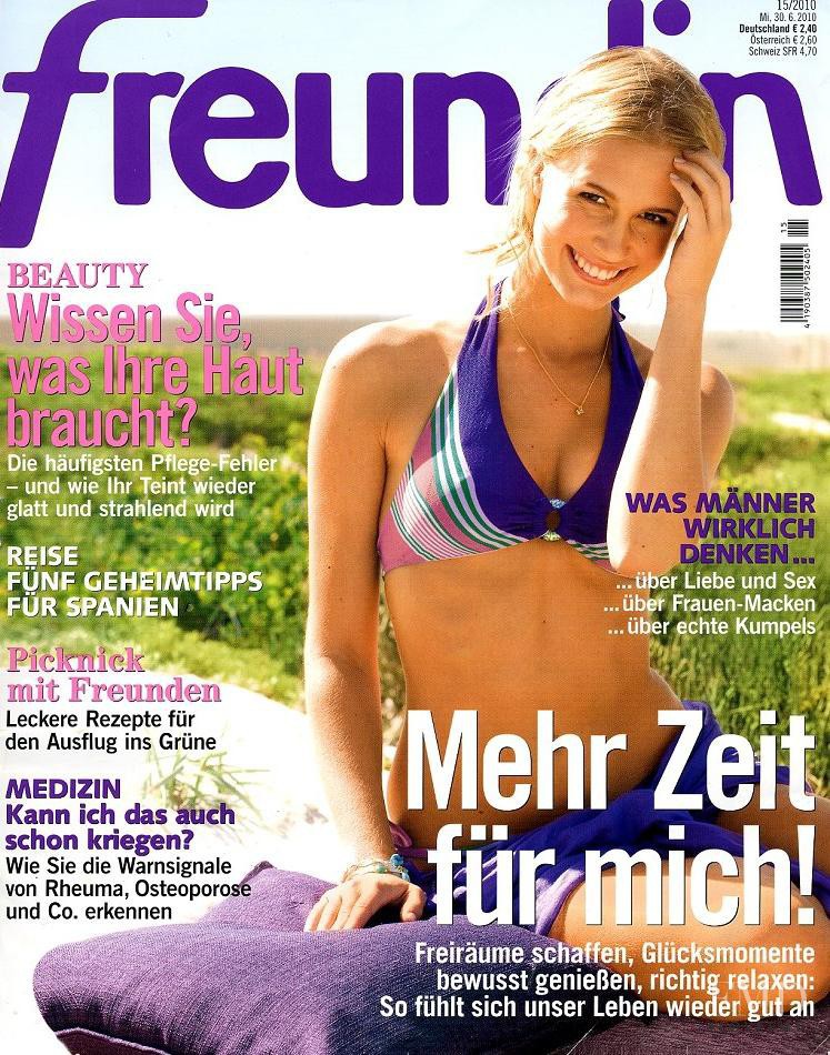 Claire Melvill featured on the freundin cover from June 2010