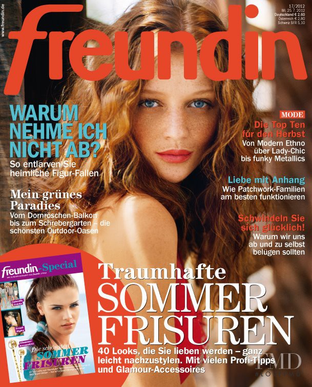 Cintia Dicker featured on the freundin cover from July 2012