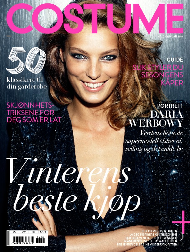 Daria Werbowy featured on the Costume Norway cover from January 2014