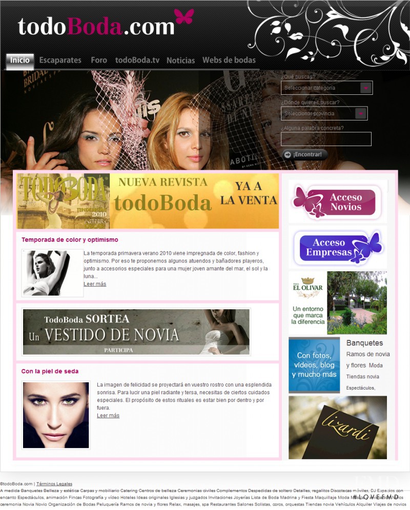  featured on the TodoBoda.com screen from April 2010