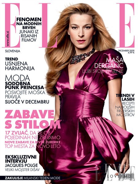 Masa Derganc featured on the Elle Slovenia cover from December 2009