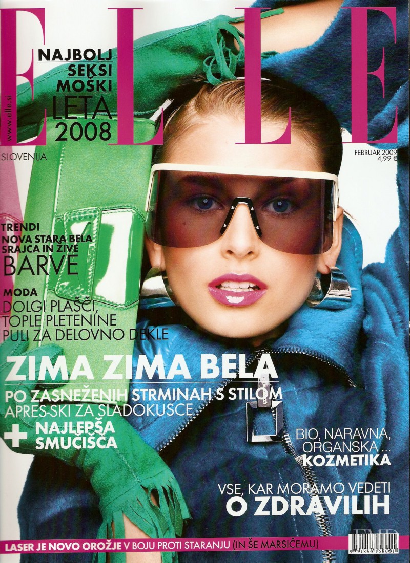 Hana Soukupova featured on the Elle Slovenia cover from February 2009