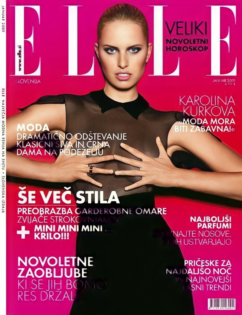 Karolina Kurkova featured on the Elle Slovenia cover from January 2009