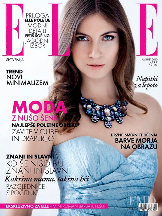 Nusa Senk featured on the Elle Slovenia cover from August 2010
