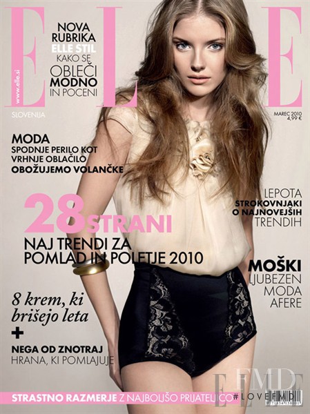 Yulia Petrova featured on the Elle Slovenia cover from March 2010