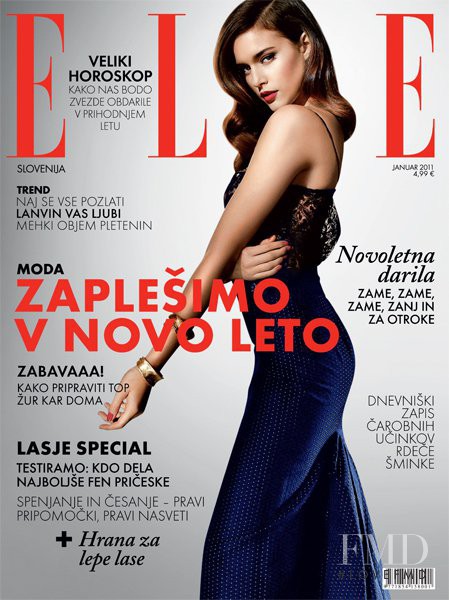 Kim Cloutier featured on the Elle Slovenia cover from January 2011