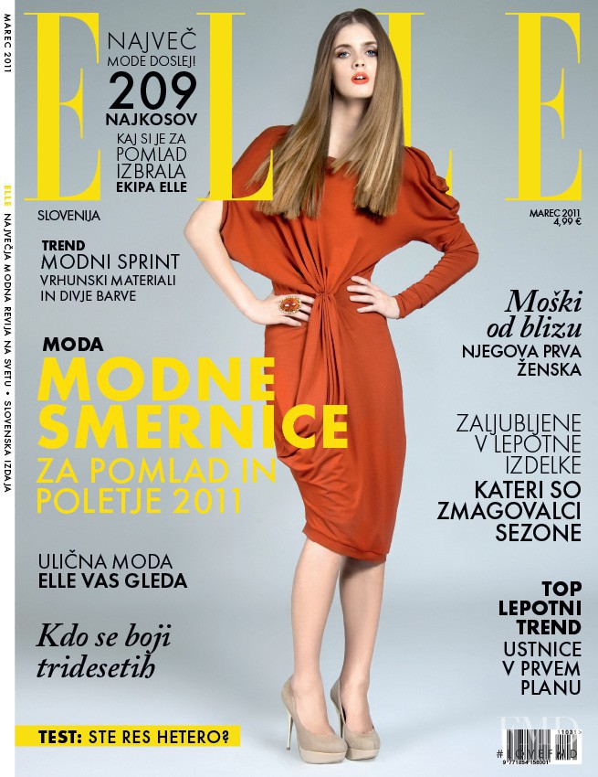 Zuzana Jahicova featured on the Elle Slovenia cover from March 2011