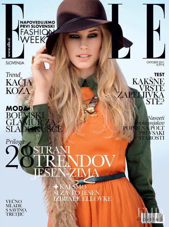 Anja Korosec featured on the Elle Slovenia cover from October 2011