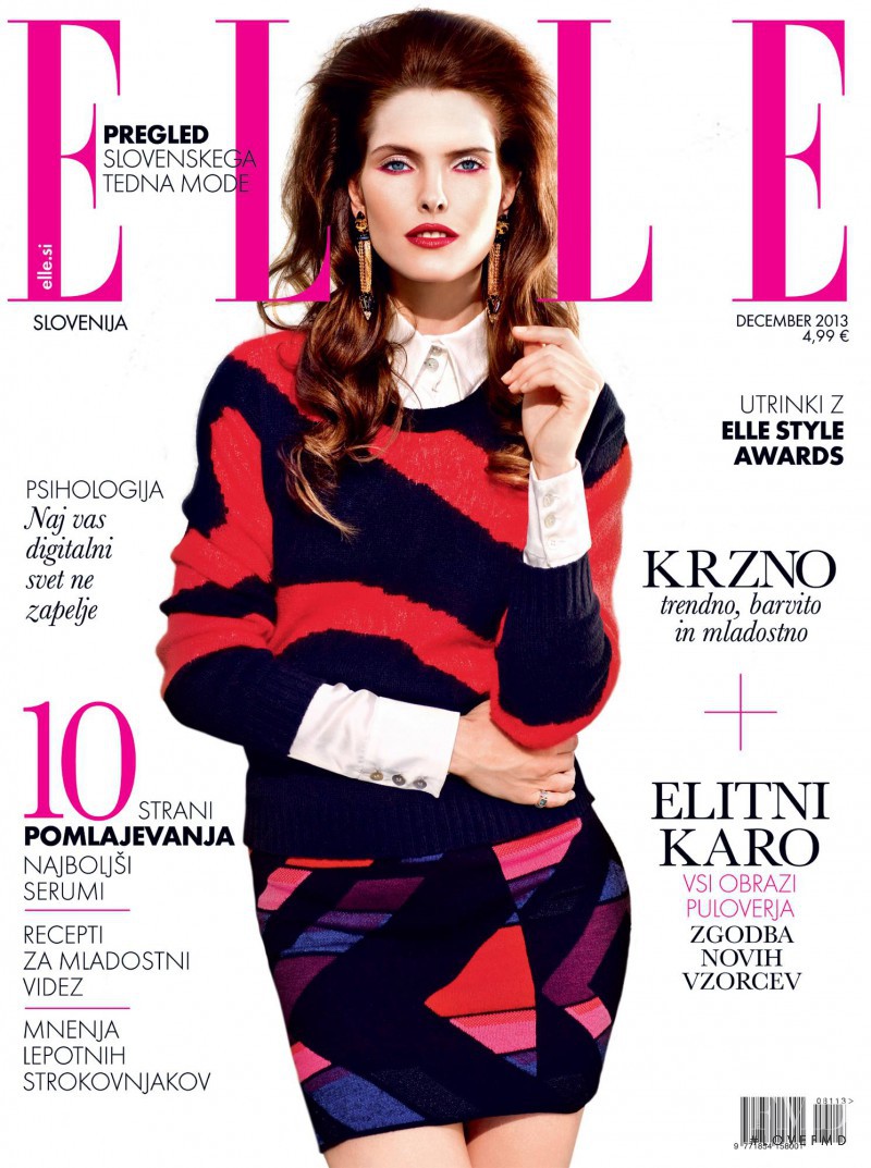 Franziska Dittmann featured on the Elle Slovenia cover from December 2013