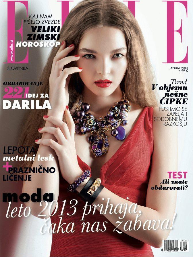 Sara Brajko featured on the Elle Slovenia cover from January 2013