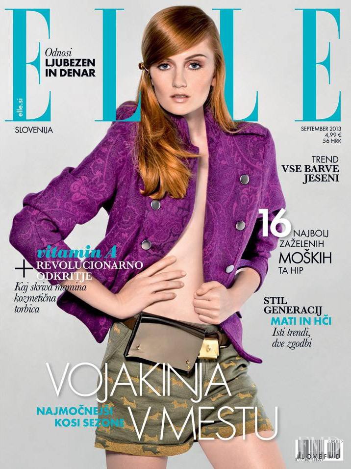 Valentina Kuzmic featured on the Elle Slovenia cover from September 2013