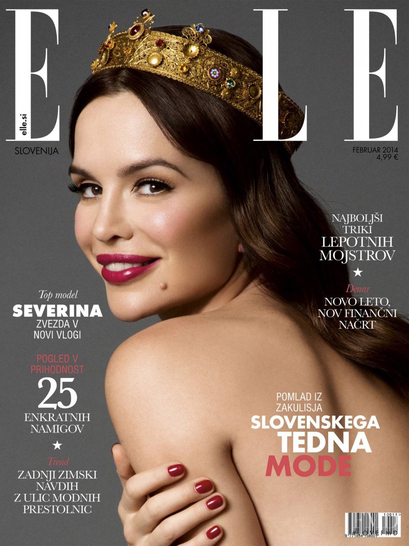 Severina Vuckovic featured on the Elle Slovenia cover from February 2014