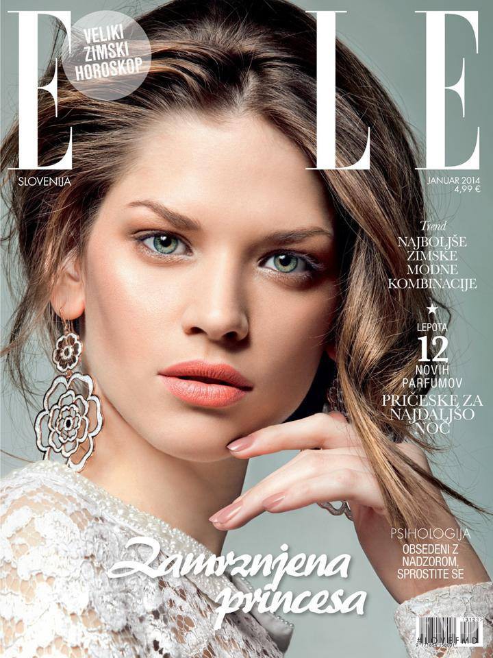 Claudia Anticevic featured on the Elle Slovenia cover from January 2014