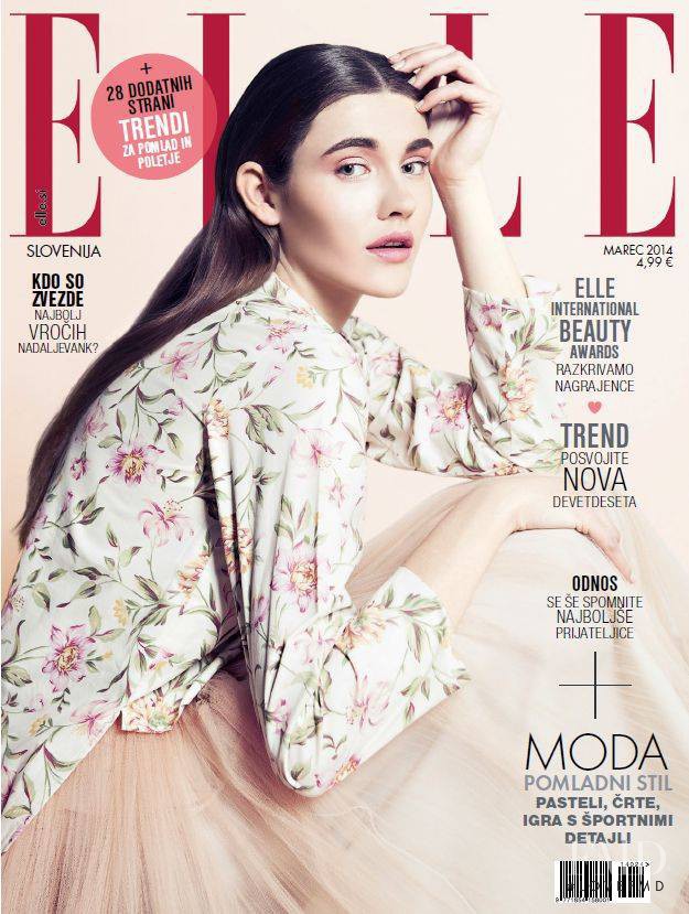 Diana Radan featured on the Elle Slovenia cover from March 2014