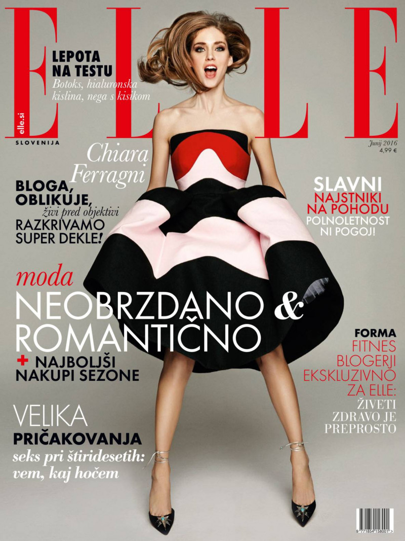 Chiara Ferragni featured on the Elle Slovenia cover from June 2016