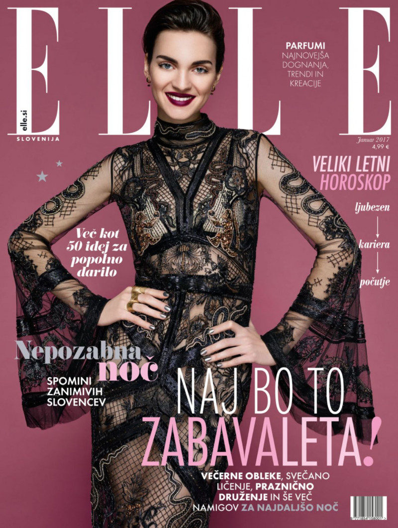 Magda Laguinge featured on the Elle Slovenia cover from January 2017