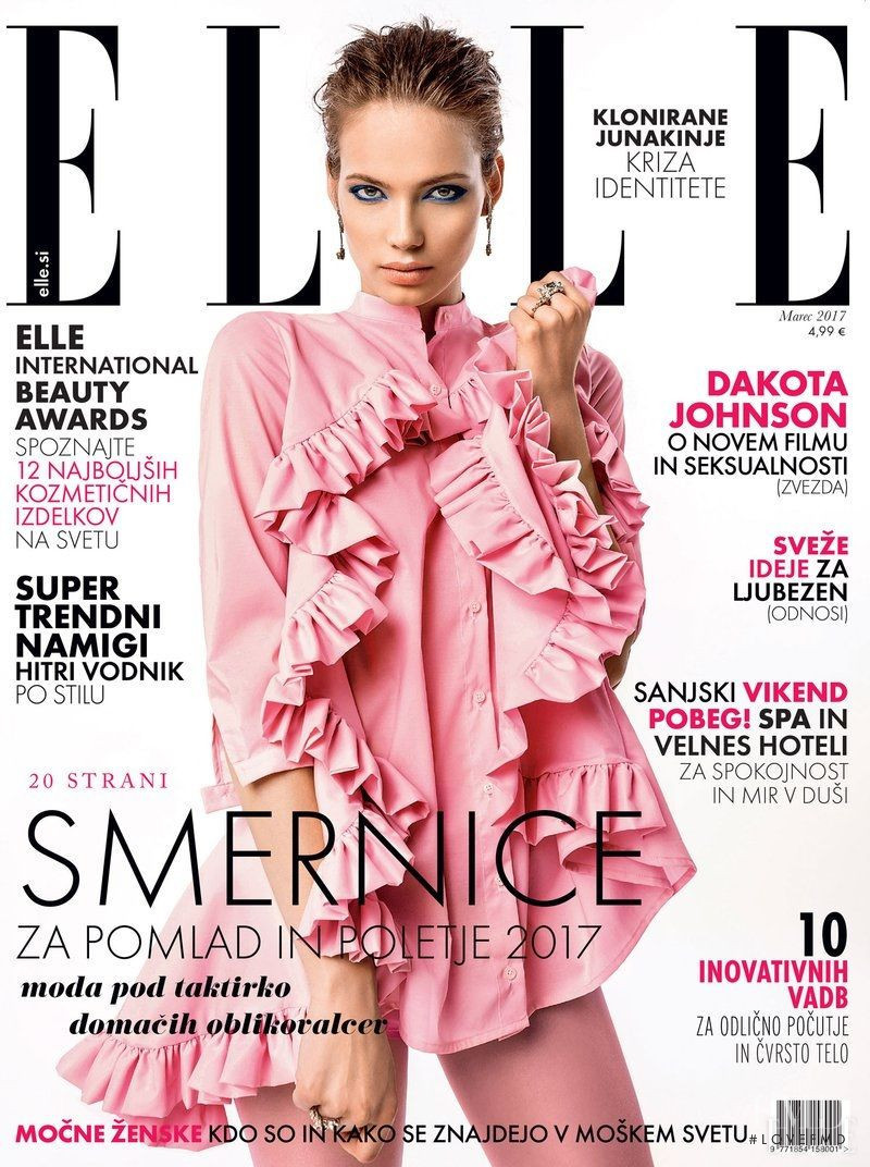 Sasha Luss featured on the Elle Slovenia cover from March 2017